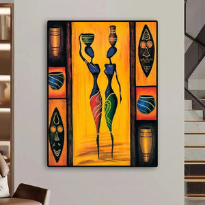 Set di 3 Dipinti su Tela di Donne Africane Etniche, <span class=keywords><strong>Stampe</strong></span> <span class=keywords><strong>Vintage</strong></span> di Figure per Decorazione Murale di Soggiorno e Casa - Product Image 1