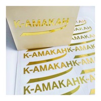 Étiquette adhésive en or de luxe personnalisée, transfert métallique, imperméable, logo en relief 3D, autocollant