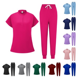Hospital Uniforms Set Pink Polyester Knitted Split Design For Medical Beauty Salon Use - Product Image 4