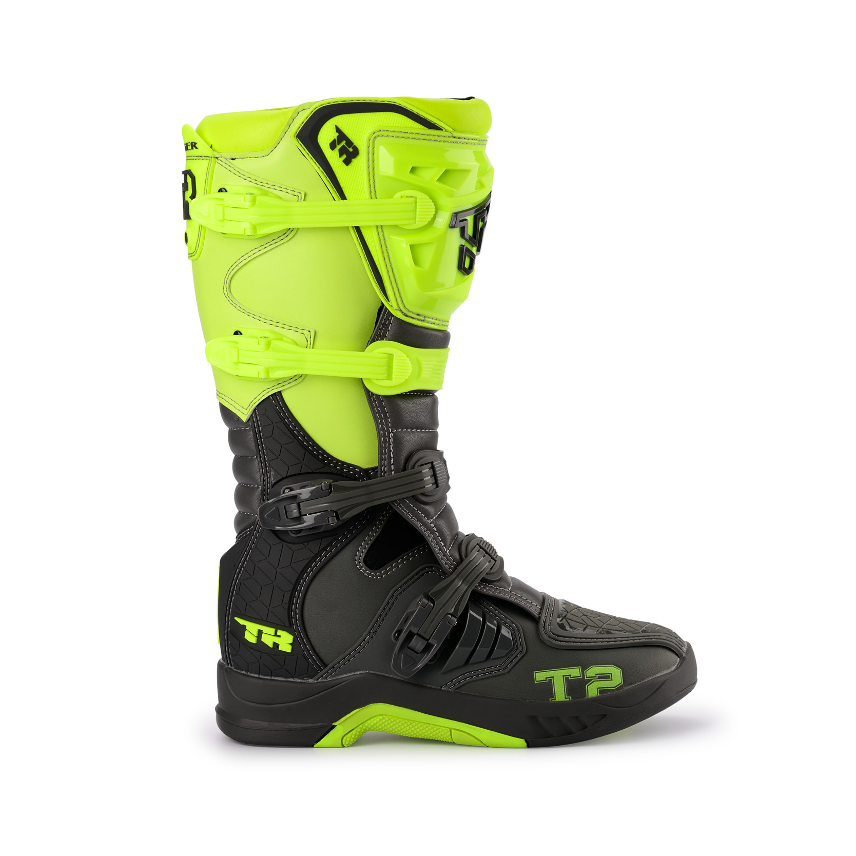 TR Tiger 2022 MTR-T2 Gray Fluorescent Green Motocross Boots