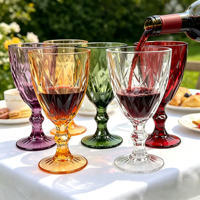 Gobelet à vin en plastique transparent bleu vintage, jetable, pour événements et fêtes, style rétro, idéal pour les fournitures de verres.