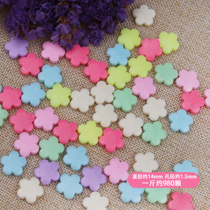 Cuentas acrílicas con forma de flor de 14 mm de diámetro para la fabricación de joyas, material de manualidades, cuentas sueltas de plástico de color sólido - Product Image 1