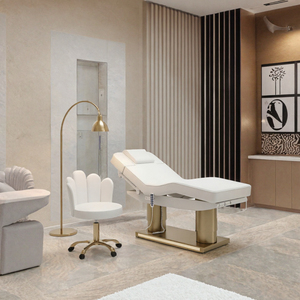 Table de massage électrique de luxe moderne en acier inoxydable doré à double colonne pour salon de beauté et spa, avec 4 moteurs et éclairage LED - Product Image 3