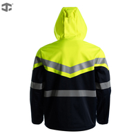Veste de travail à capuche haute visibilité JIADE, effet double couche, softshell confortable, grandes poches, sécurité routière, pour hommes