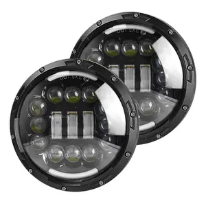 Lampu Depan Led Kabut 7 Inci, Lampu Depan Led 24V Mata Malaikat 6000K untuk Truk JEEP JL JK 7 Inci