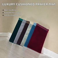 Tapis de prière musulman de luxe en polyester rembourré, pliable, avec dossier, couleur unie, pour mosquée et voyage en voiture, vente en gros