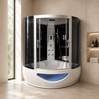 Cabine de douche Quadrant de fabricant de premier plan avec cadre chromé et panneau de massage multi-jets, porte en verre fumé