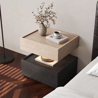 Table de chevet flottante intégrée de style italien, armoire de rangement haut de gamme de luxe léger pour chambre principale