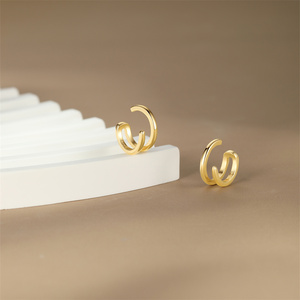 Boucles d'oreilles tendance non percées plaquées or 18 carats, en argent S925, pour femmes - Product Image 3
