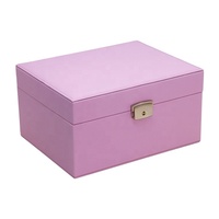 Boîte à bijoux de luxe rectangulaire avec miroir LED amovible, en cuir PU personnalisé, verrouillable, organisateur de bijoux à deux niveaux, grande capacité de rangement