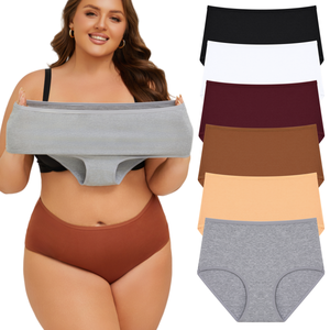 Женские хлопковые бесшовные трусы с высокой талией - Product Image 1