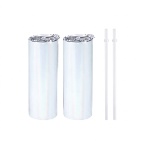 USA Stock Stainless Steel 20oz White Glitter Vacuum Insulated Double Wall Tumbler with Lid and <b>Straw</b> - Product Image 1