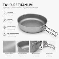 Poêle à frire extra large en titane pur, légère, avec poignée pliable, pour le camping en plein air, la randonnée et le trekking
