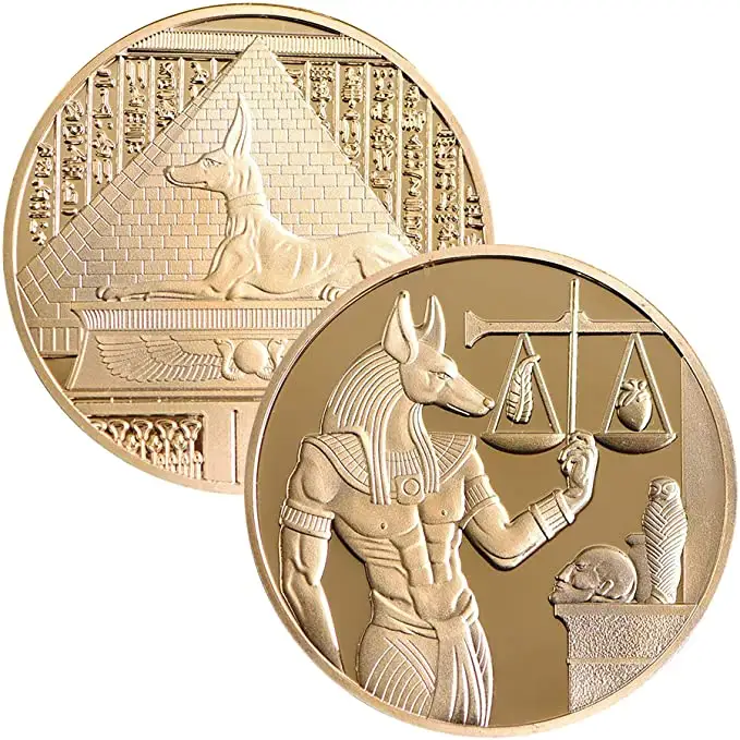 Egypte Anubis Metalen Munten De Schaal Van Trial Zilveren Munt