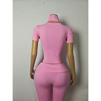 Ensemble décontracté élégant pour femme avec bandeau, haut moulant à manches courtes, pantalon pliable à taille ajustable en coton et élasthanne, tenue quotidienne d'automne OEM