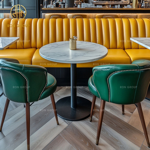 Ensemble de meubles de salon de café, restaurant, banquette, chaise et table en pierre frittée carrée moderne pour cafétéria - Product Image 6