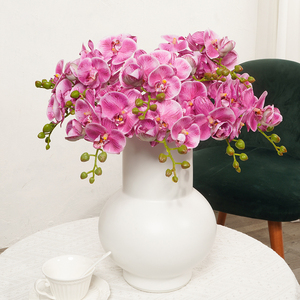 Tiges d'orchidées artificielles personnalisées de 50 cm, 5 têtes, en soie douce, fausses fleurs pour Thanksgiving, la remise des diplômes, Noël, la maison - Product Image 1