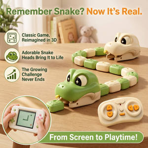 Jeu électronique interactif sonore et lumineux pour enfants : Serpent mangeur magnétique double interactif, jouet éducatif télécommandé en forme d'animal - Product Image 4