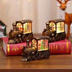 Lumières d'eau créatives en forme de train de Noël, décorations de Noël, cadeaux, lumières LED en plastique, boules de neige lumineuses de Noël - Product Image 1