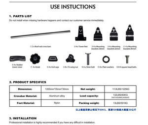 Barra Transversal de Techo Universal de Aleación de Aluminio Portaequipajes de 120cm/130cm para Coches/Vehículos Sin Rieles de Techo - Product Image 5