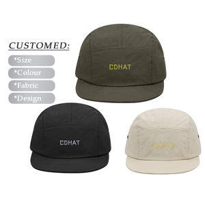Venta al por mayor personalizable 5-Panel de ala plana gorra de camping correa elástica negro nueva temporada todos al aire libre aplicable Impresión de logotipo - Product Image 1