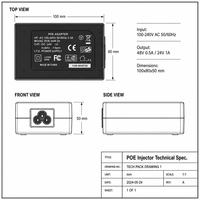 Inyector POE de Escritorio de 100/1000Mbps, Adaptador de Corriente Pasivo Rj45 de 24V 48V, Adaptador de Alimentación a través de Ethernet