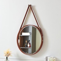 Miroir de salle de bain cosmétique LED rond moderne à écran tactile avec design mural suspendu, taille sur mesure