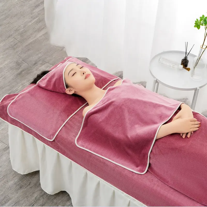 Hengming Salon de beauté enveloppé serviette de bain jupe ensemble écharpe lit à séchage rapide