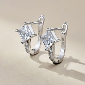 Dylam Women Daily Dress up Fine Jewelry Fade Free 925 Sterling <b>Silver</b> Rhodium Plated Sparkle 5a Cubic Zirconia Hoop Earrings - Product Image 4