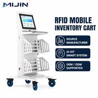 Carrito Móvil para Inventario de Libros Silver Library con Tecnología RFID, Construcción de Lámina Metálica y Vidrio Templado, Pantalla de Conteo en Tiempo Real