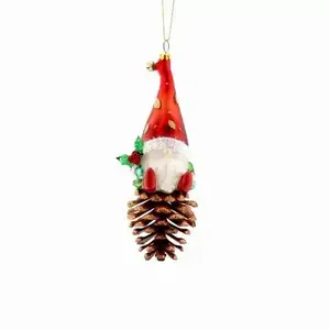 Ornements avec pomme de pin pour arbre de Noël ornement suspendu Style occidental poupée de Noël Santa Elf Gnome verre Noël