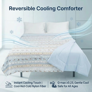 Couverture rafraîchissante imprimée double couche en gaze, couette réversible respirante en nylon et élasthanne pour les personnes ayant chaud la nuit et les sueurs nocturnes - Product Image 2