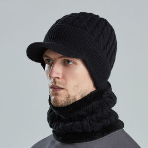 HLC524 invierno hombres cálido sombrero <span class=keywords><strong>de</strong></span> <span class=keywords><strong>lana</strong></span> cuello conjunto suave espesar <span class=keywords><strong>lana</strong></span> esquí sombrero bufanda hombres <span class=keywords><strong>orejeras</strong></span> gorro <span class=keywords><strong>de</strong></span> punto bufanda conjunto - Product Image 4