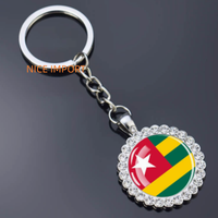 Porte-clés fleur en strass drapeau slovène, très populaire, pour sac à dos, décoration de clés, breloque de portefeuille, souvenir de voyage