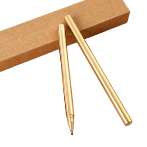 Stylo <span class=keywords><strong>de</strong></span> bureau et d'école en laiton massif rond <span class=keywords><strong>de</strong></span> luxe stylo à bille en métal Unique cadeaux d'affaires en or stylo promotionnel <span class=keywords><strong>de</strong></span> sport <span class=keywords><strong>de</strong></span> corps en bois - Product Image 1