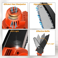 Gergaji mesin genggam Mini 6 inci DIY, gergaji rantai listrik Lithium baterai elektrik Mini tanpa kabel portabel