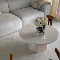 Table de pied hexagonale en travertin