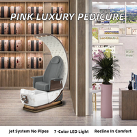 KISEN 2026 Fauteuil de Luxe Moderne Professionnel à Dossier Haut pour Spa des Pieds, Massage, Manucure et Pédicure pour Salon de Manucure avec Base LED
