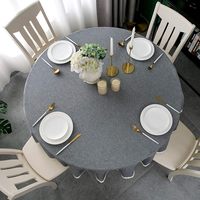 Nappe 100% lin avec bordure en dentelle, ronde, imperméable, anti-taches, infroissable, résistante à l'huile