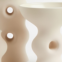 Ensemble de vases en céramique beige mat avec découpe ajourée, récipient sculptural abstrait, décoration de table moderne pour la maison