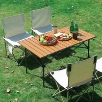 Table de camping pliable ultralégère à hauteur réglable avec poche en filet, table de pique-nique et barbecue portable avec filet de rangement