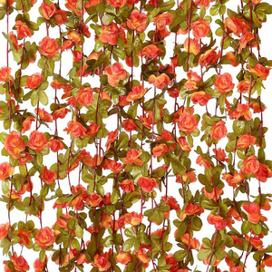 Guirlandes de roses artificielles 2,45 m en soie, pour décoration de mariage, maison et accessoires de photographie, couleur orange rose - Product Image 1