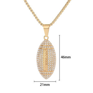 Colliers pendentifs en acier inoxydable plaqué platine étoile, style hip-hop, avec zircone cubique, pour sports de compétition, rugby, étanches et inaltérables - Product Image 1