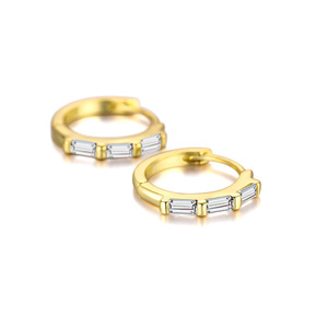 Pendientes de Aro con Circonitas Multicolores de Estilo Simple, en Plata/Oro, para Mujer, Ideales para Bodas, Joyería Personalizada - Product Image 2