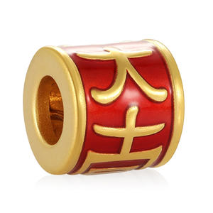 Diseño único estilo chino 24K oro micro-duro sólido gran suerte encanto forma pulsera con cuentas - Product Image 1