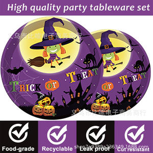 2023 décorations de fête d'halloween nouvelle citrouille fantôme plateau en papier sorcière serviette tasse vaisselle fournitures Halloween sorcière décorations - Product Image 2