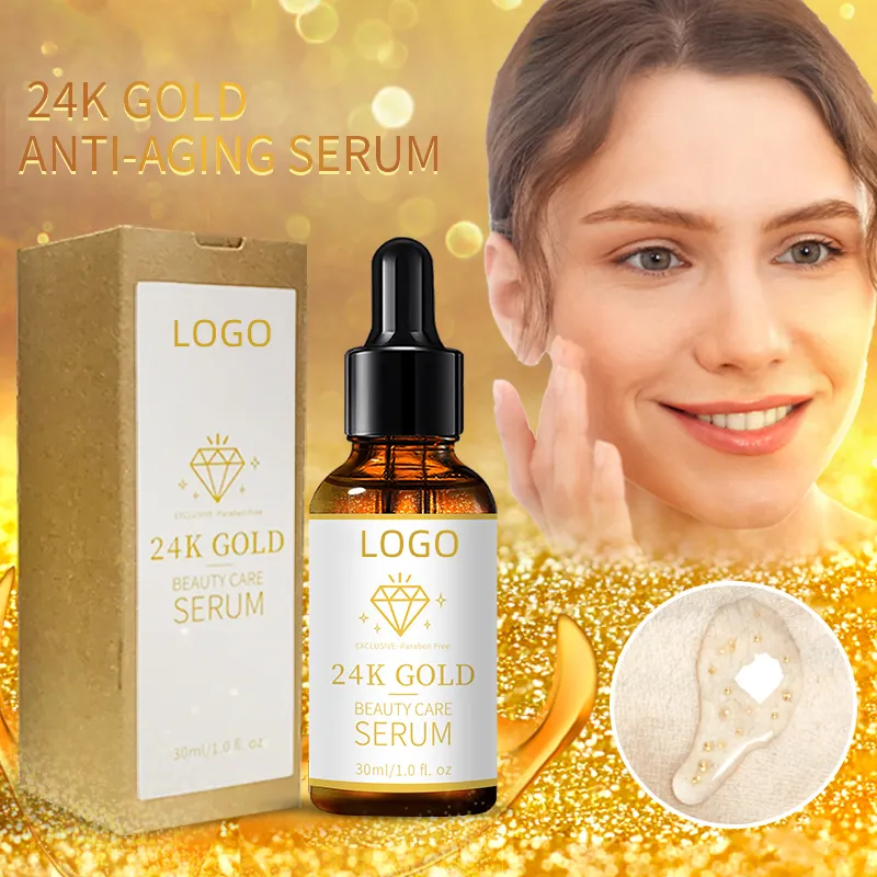 Cksejak Serum perawatan kulit baru, Label pribadi Anti Penuaan kerut titik gelap Serum emas 24k untuk pemutih wajah emas 24k