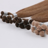 Extension de Cheveux Humains à Double Tirage USA, 22 Pouces, Européenne, Cuticule Alignée, Vierge, Remy, Micro, Attachée à la Main, Trame, Piano