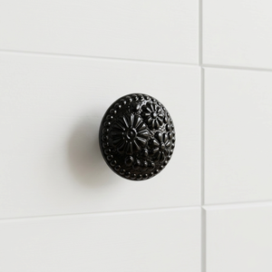 Vintage <b>Drawer</b> Cabinet Knob Cast Iron Flower Engrave Designing Anti Rust Metal Push or Pull Hardware knobs For Window Shelve Use - Product Image 1