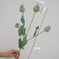 Ranting Buah Poppy Plastik Buatan Warna Hijau untuk Dekorasi Bunga Pernikahan dan Festival